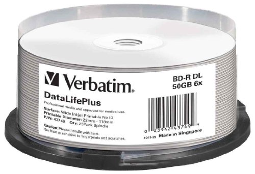 Verbatim 43749 BD-R DL 6x 25-pack Blu-Ray Optical Media