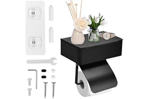 KYYGKY Toilettenpapierhalter Toilettenrollenhalter Wc Papier Halterung Klopapierhalter mit Feuchttücherbox Schwarz Edelstahl Toilettenpapier Halter Klorollenhalter Wandhalterung für Badzimmer