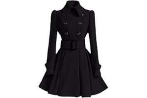 WHZXYDN Manteau en Laine Mi-Long pour Femme avec Ceinture Et Manteau en Laine pour Femme