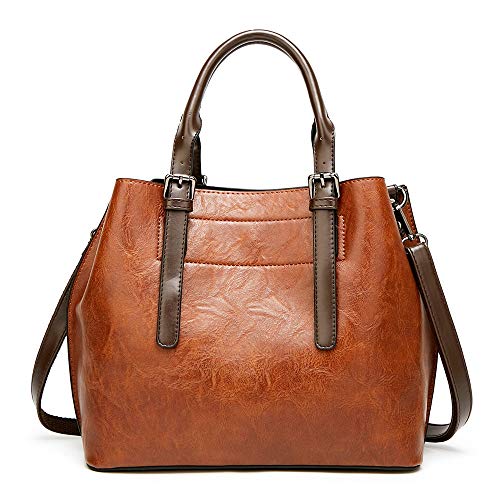 Preisvergleich Produktbild KUVV Schön Trend Lady Schultertasche Einfarbig PU Leder Reißverschluss Umhängetasche Reißverschluss Handtasche Motorrad Umhängetasche (Farbe : Brown)