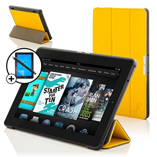 Forefront Cases® Neue Leder Hülle / Tasche / Case / Cover für Amazon Fire HD 6 Tablet (Oktober 2014) - Rundum-Geräteschutz und intelligente Auto-Sleep-Wake-Funktion mit 3-JAHRES-GARANTIE VON Forefront CASES - inkl. Eingabestift und Displayschutz