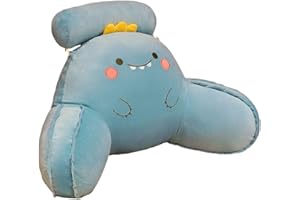 ChicSoleil Reading Pillow, Chill Wave Kissen, Plüsch rückenkissen mit armlehnen, mit Abnehmbarer Nackenrolle & höherem Stützarm - Rückenstütze Beim Lesen oder für Videospiele (Blau 40 * 60cm)