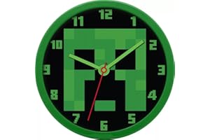 ‎PALLEON Palleon Minecraft Wanduhr mit Ziffernblatt zum Lernen Kinder-Uhr für Jungen und Mädchen Kinderzimmer