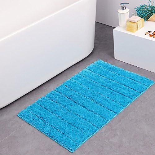Contemporary Bathroom Rugs Solid Bath Mats Non Skid and Absorbent Machine Washable Shower Mat Microfiber Flocking Mats Area Rugs by Pinzz 50X80CM(Blue)