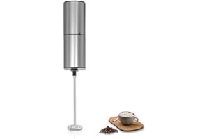 TECHTRIX Mousseur à Lait Electrique, Mousseur à Lait en Acier Inoxydable, Fonctionne à Piles, Melangeur Puissant pour Café, Latte, Cappuccino, Matcha