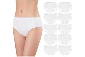HORNICE 10 Pezzi Slip USA e Getta Donna Cotone Morbida Monouso Mutandine Incinte Elastica Bianco per Mestruale Spa Ospedale maternità Viaggio Dopo Il Parto - Pacchetto Individuale
