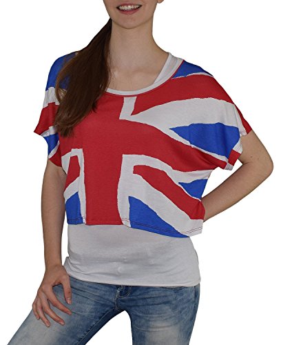 S&LU super angesagtes 2-teiliges Fan – Flag – Top Deutschland Italien Frankreich England Spanien USA Größe 34-40 (XS-L) (one size, England-weiß)