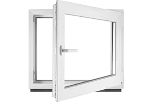 GENERIC Fenêtre en PVC blanc double vitrage 4/24/4 LxH 60 x 50 cm d'ouverture Droite Toutes les tailles 600 x 500 mm Oscillo-battant 1 vantail - BauPlaza