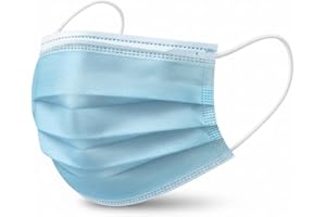 ORBIS FM® Pack Of 50/100/2000 Disposable Face Mask Blue 3Ply Masks Elastic Earloops Breathable, For Sensitive Skin Mens & Womens face covering (100 Masks)