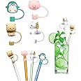 Kofati Straw Cover Cap, Dust-Proof Reusable Straw Cover, Plastic Straws for Drinking Juice, Silicone Cute Animal Straw Topper (8 PCS)