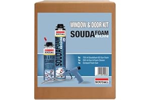 BC Profiles Soudal Soudafoam Window and Door Professional Quality Expanding Foam Kit | Solvent Based, PU Foam and Gun Cleaner, Low Expansion Filler Pack