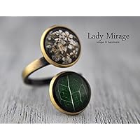 Doppelter Ring Echte Blüten & Blatt