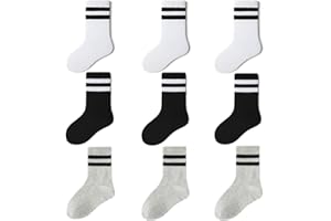 FedMois 9 paia Calze Sportive in Cotone Calzini per Sport Scuola Ragazzi