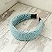 Women Vintage Mesh Glitter Plait Wide Plain Hair Aliceband, Sky Blue