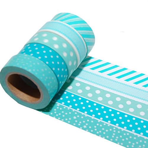 K-LIMIT 5er Set Washi Tape Dekoband Masking Tape 5 Rollen a 15mm x 10 m 9311