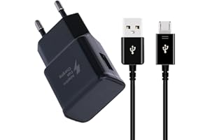 Powersky Ładowanie baterii Ładowarka USB + kabel 1,5 m Micro USB, szybka ładowarka (AFC) Kompatybilny z Samsung Galaxy S7 Edge S6 Edge S4 S3 A6 J8 J7 J6 J5 J3 Note6 Note5 Note4 Note2 Tabab. 4 EU A10