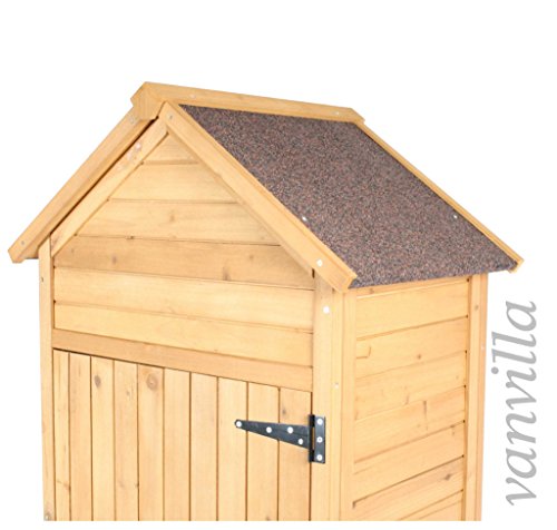 vanvilla Geräteschuppen Holz Satteldach Naturfarben Gerätehaus Gartenschrank - 2
