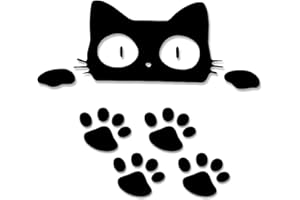Bonfinity Adesivo Gatto Nero Divertente per Auto e Vetri + 4 Zampette Nere in Regalo | Sticker Adesivi Animali Esterni con 4 Zampette Impronte per Macchine e Superfici Lisce Tuning 13x6 cm