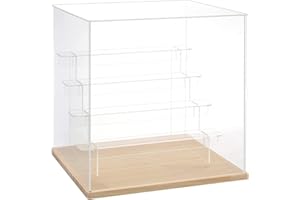 DuvinDD Vitrine Acrylique Transparente à 5 Niveaux Petite Vitrine pour Collection Vitrine Figurine pour Pop Vitrine Voiture Miniature Rangement Parfum (Grain de Bois, 32 x 26 x 30,4 cm)