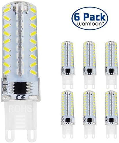 Warmoon G9 LED Light Bulbs, 4W Daylight White, 6500K, 360 Degree Beam Angle LED Bulbs (Pack of 6)