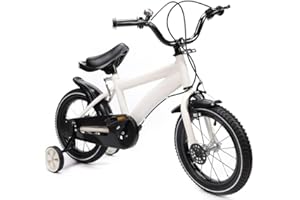 AOOUNGM Vélo enfant 14 pouces pour filles et garçons - Vélo avec roues stabilisatrices - Vélo d'extérieur sportif pour enfants à partir de 3 à 6 ans - Blanc
