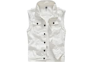 Kelmon Mens Denim Gilet Ripped Vintage Casual Biker Vest Motorcycle Coat Cowboy Sleeveless Vest Jacket