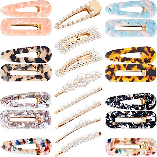 22 Pièces Pinces à Cheveux avec Perles Artificielles Barrettes en Acrylique Épingles à Cheveux Pinces à Cheveux de Marbre Accessoires de Cheveux pour Tenue Quotidienne et de Fête de Filles Femmes