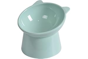 通用 Koomuao Gamelle Surélevée Chaton pour Nourriture/Eau, Bol Nourriture Chat Anti-Vomissements Inclinable à 15° Gamelle Animaux Antidérapant Bol Chat Bol Chien (Vert)
