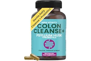 HERA VITALITY Gentle Colon Cleanse with Probiotics & Fibre | Psyllium Husk Detox for Gut Health | Supports Regularity & Bloating Relief | Vegan | Made in UK