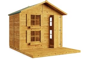 BillyOh Kids Playhouse Wooden Play House Wendy House Garden Outdoor Boys Girls Kids Toys Peardrop Extra (6x7 with Internal Bunk & Platform)