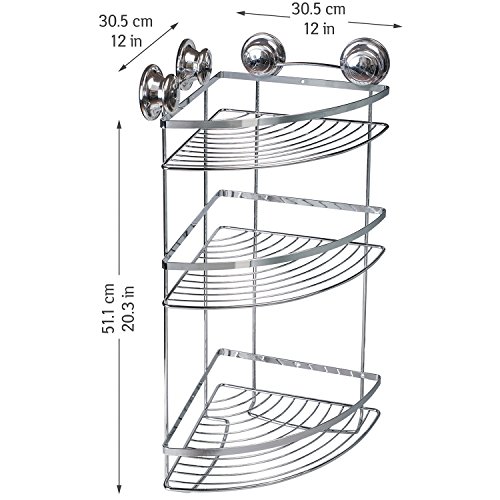 Tatkraft Spring Eckregal Badewanne Duschecke Duscheckregal Dreireihig Edelstahl 4 Saugnäpfen - 2