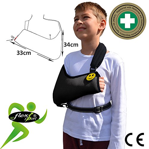 Cabestrillo Para Brazo Suportes de Brazos SÚPER CONFORTABLE. Profunda bolsillo cabestrillo para el brazo. El brazo se une a la cintura, cuello acolchado suave, fácil ajuste. Unisexo. (NEGRO, 9-12años)