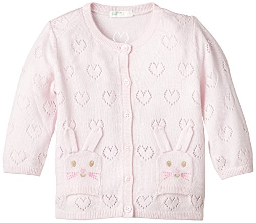 United Colors of Benetton Baby-Girls Rabbit Cardigan, Pale Pink, 6 to 9 months (Manufacturer Size: 68 cms)