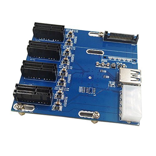 Hrph Neue PCIe 1 bis 4 PCI Express 1X Steckplätze Riser Card Mini ITX zu extern 4 PCI-e Slot ad