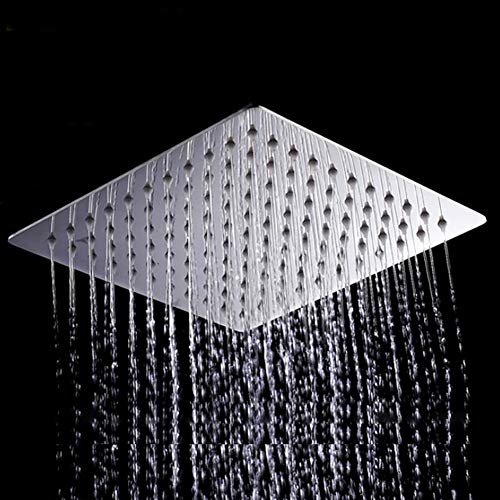 Acefy 8 Pollice Soffione Doccia a Pioggia da Parete, Ultrathin Soffioni per Doccia Quadrato Cromato in Acciaio Inox Anticalcare Docce Fisse diametro 20x20 cm