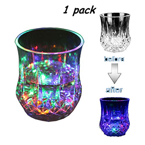 MUXAN Bicchieri a LED, a induzione, Flash Light Bar, Tazza con 5 luci a LED, in plexiglas Acrilico, Non Fragile, Cambia Colore, Effetto Marmo, Materiale PC, per Feste, Bar 1 Confezione
