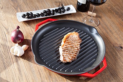 Tivoli / Grillpfanne aus Gusseisen für Induktion / BBQ Grill / Grillplatte / Durchmesser von 32 cm / Für perfekte Grillergebnisse / Plancha / Emaillierte Außenseite - 7
