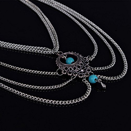 Ularmo Frauen Strand barfuß Sandal Foot Türkis Schmuck Fußkette Kette Quaste - 2