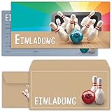 Bowling Einladungskarten mit Umschlägen (12er Set) zum...