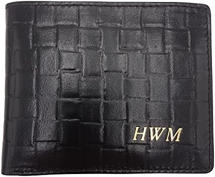 RFID WALLET PERSONALISED - PREMIUM RFID BLOCKING Mens Designer Wallet With GIFT BOX by HYDESTYLE - Genuine Leather - KEEP YOUR MONEY SAFE - Black