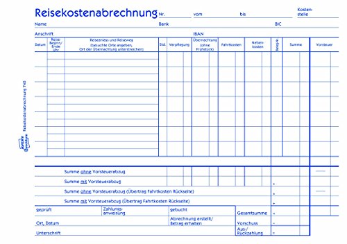 Avery Zweckform 740 Reisekostenabrechnung (A5 quer, mit 1 Blatt Blaupapier, 50 Blatt) weiß - 2