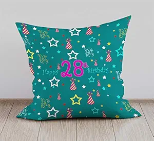 DreamVio Happy 28th Birthday Cushion,Pillow for Brother,Sister,Husband,Wife,Spouse,Parents,Father,Mother on birthday's & Anniversaries Color : Dark Green (12 x 12 inch)