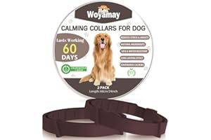 Woyamay Collier Calmant pour Chien, Taille Réglable Collier Apaisant pour Chiens, Apaisant Durable Collier de Chien Réduit Le Anti-Anxiété et Stress, Naturel Calmant pour Colier Chien Marron 2PC