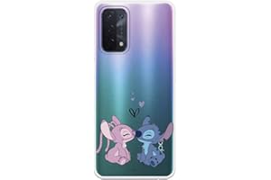 LA CASA DE LAS CARCASAS Custodia per OPPO A54 5G - OPPO A74 5G Ufficiale Lilo & Stitch Angel & Stitch Bacio Trasparente per proteggere il tuo cellulare Cover OPPO in Silicone Flessibile con Licenza Ufficiale Disney