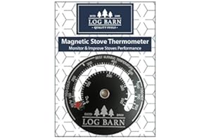 Thermomètre magnétique pour brûleurs et poêles à bois Log-Barn pour poêles de surface et tuyaux de cheminée. Meilleure zone de température de combustion - Livré avec vis libre
