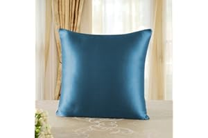 townssilk Housse d'oreiller en Soie de mûrier 100% 19mm sur Les Deux côtés de,pour la santé des Cheveux et de la Peau, Taille 65x65cm avec Fermeture éclair cachée, peacockblue