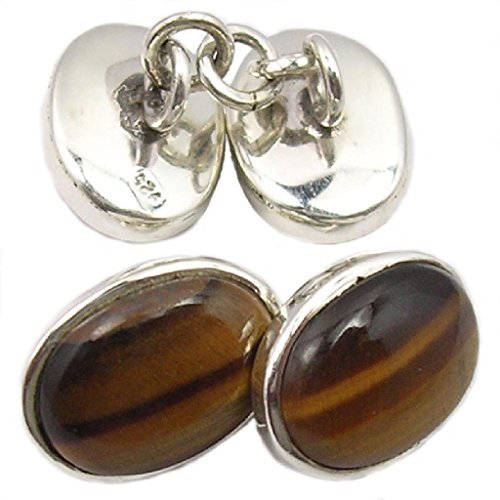 Bijoux et ObjetsTiger’s eye cufflinks in sterling silver - Stone size 8x12mm