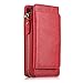 Produktbild Schutzhülle für Apple iPhone XR 2018, 15,2 cm, PU-Leder, Kreditkartenschlitz, abnehmbare Hülle, große Kapazität, Handschlaufe, Reißverschluss für Business, rot