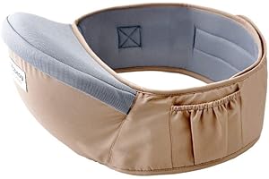 Ainomi Baby Hüftsitz Hipseat Hüfttrage mit Seitliche Tasche Sitzträger Leicht Babytrage Bauchtragen - Khaki