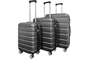 Panana 20/24/28" Modern Design Hard Shell Cabin ABS Suitcase 4 Wheel Luggage Trolley Case Lightweight (Silver-Grey, 2PCS(20"+24"))